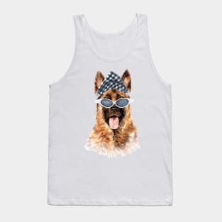 German shepherd plaid scarf hand drawn Tank Top